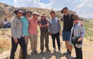 Group of archaeologists and students working and learning together at the Pınarbaşı field school site.