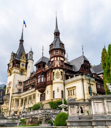 A majestic view of Peles Castle in Romania, an architectural gem and popular excursion destination for the Sanpetru Bioarchaeology Program.